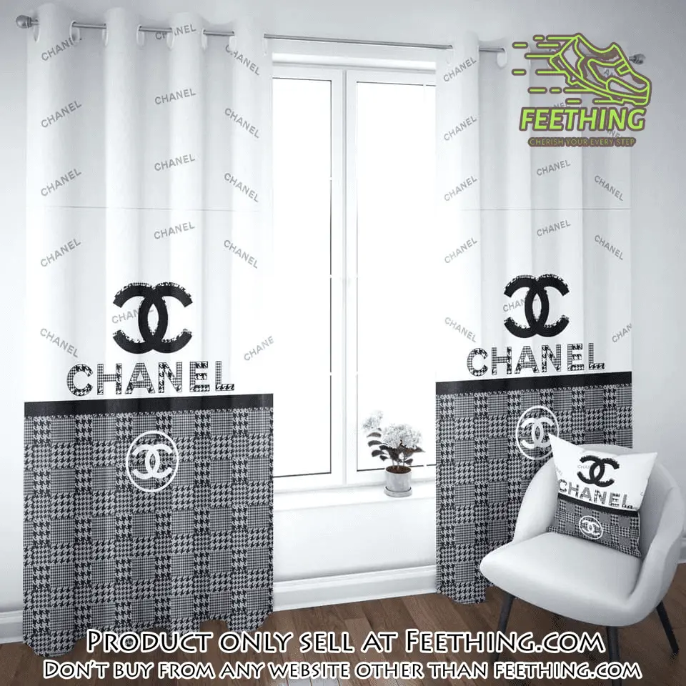 Chanel grey plaid premium window curtains hot  luxury curtain wc104 ft5016380